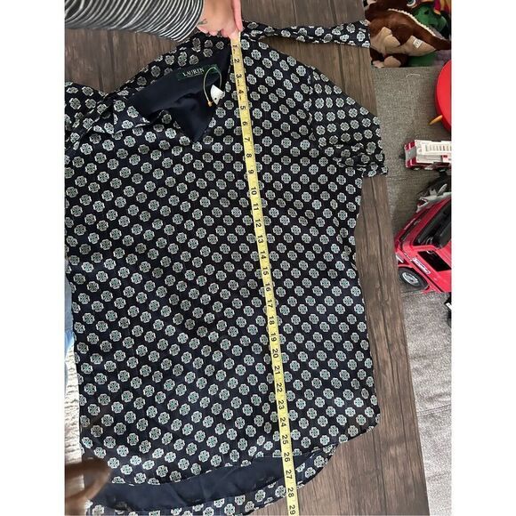 Lauren Ralph Lauren Long Sleeve Polyblend Talsha Tie-Neck Blouse Multicolor Sz L - Picture 9 of 10